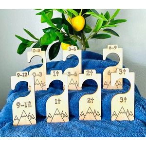 Set of 7 Baby/Toddler Wood Mountain Themed Closet Dividers